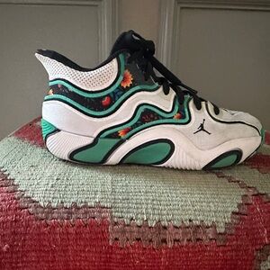 Jordan Kids White and Teal Floral Pattern Sneakers